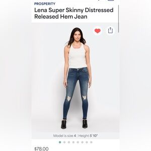 Prosperity Super Skinny Distressed Released Hem Women Jeans Size 30